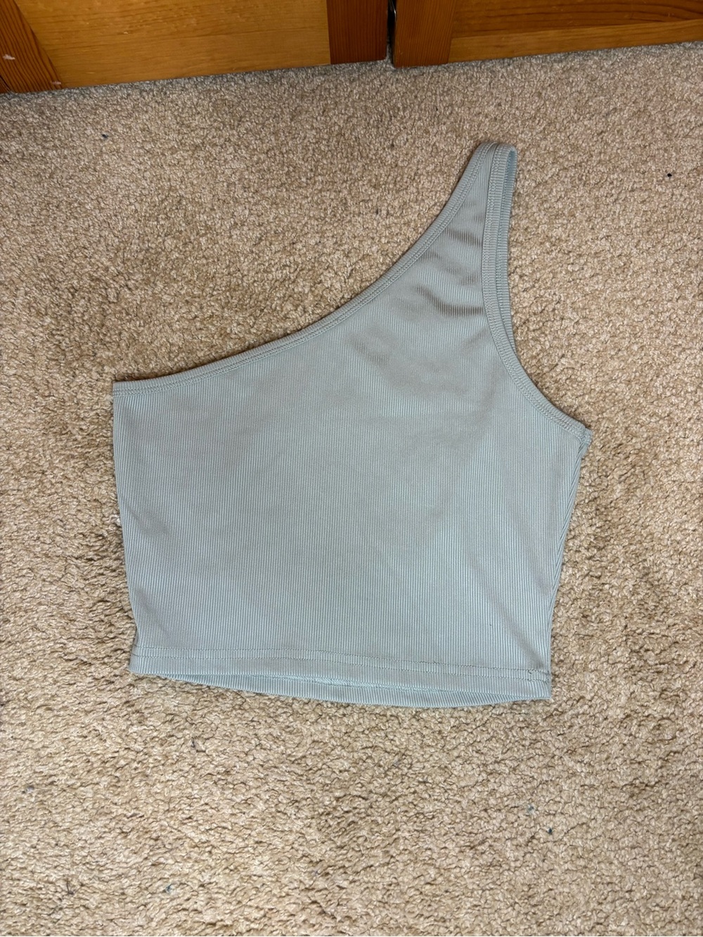 SHEIN One-Shoulder Ribbed Crop Top - Sage